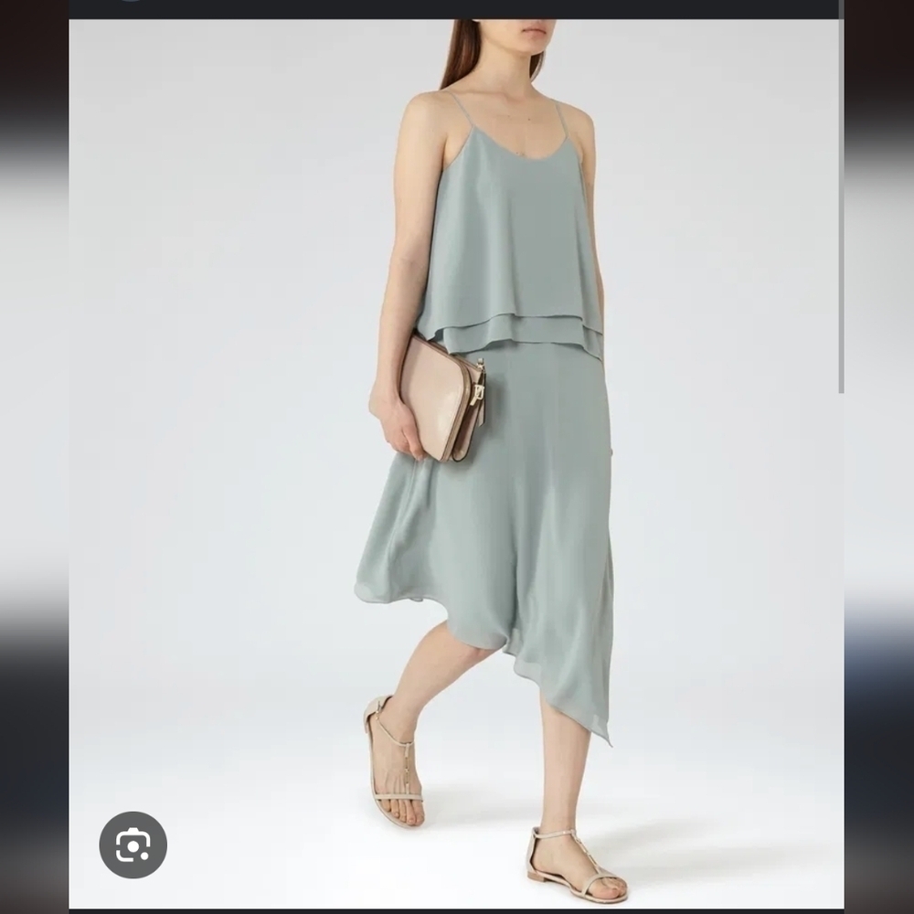 Reiss Green Tiered Ansley Dress